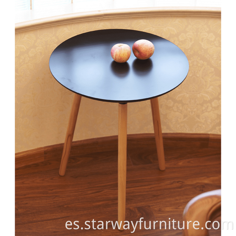 Muebles modernos mesas de MDF negro para sala de estar mesa auxiliar redonda de madera de café